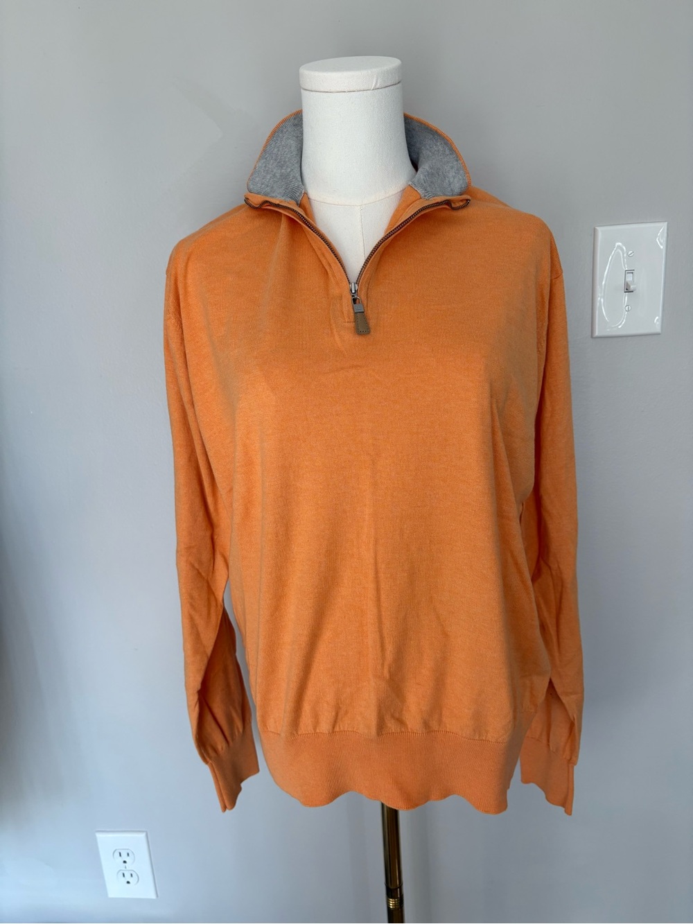 Peter Millar Orange Men's Quarter-Zip Sweater